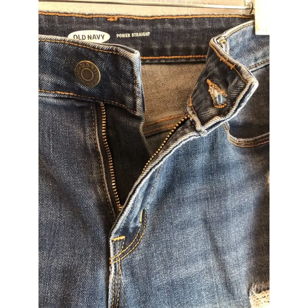 Old Navy Womens Denim 4 Power Straight Medium Wash Blue Jean Mid Rise Pants Boho